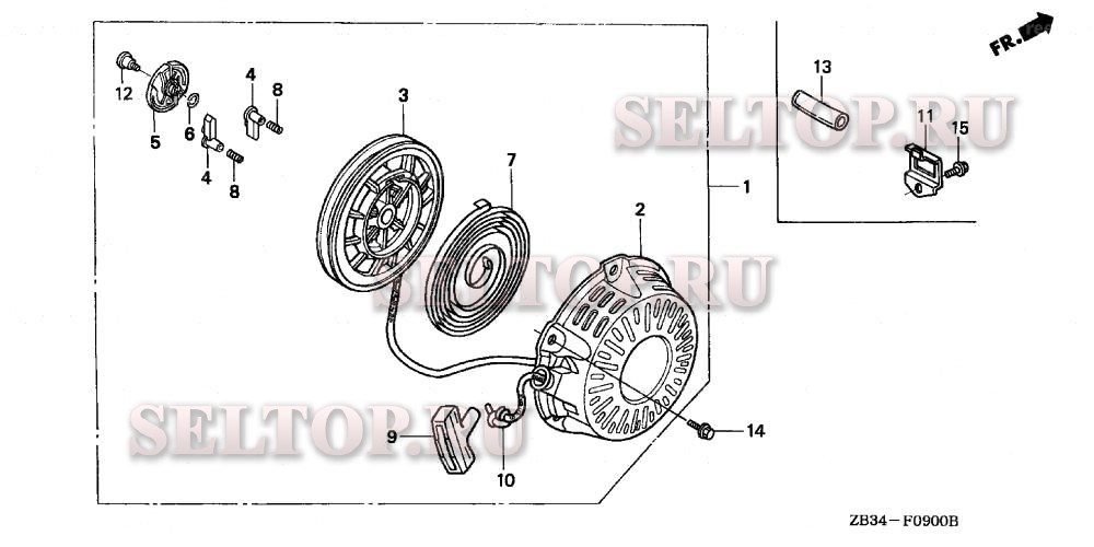 Ручной стартер (3) для Honda EM1800XK1 A/D