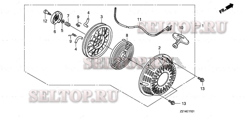 Ручной стартер (2) для Honda EM6500SXK1 AH