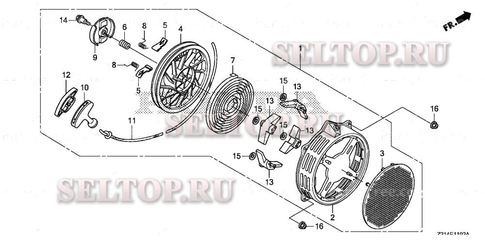 Ручной стартер (3) для Honda EM6500SXK2 AT