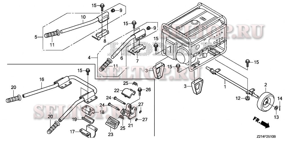Ручка, колеса для Honda EM6500SXK2 AT1