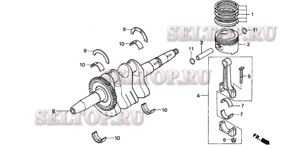 Коленвал, поршень для Honda EV4010 LA/A