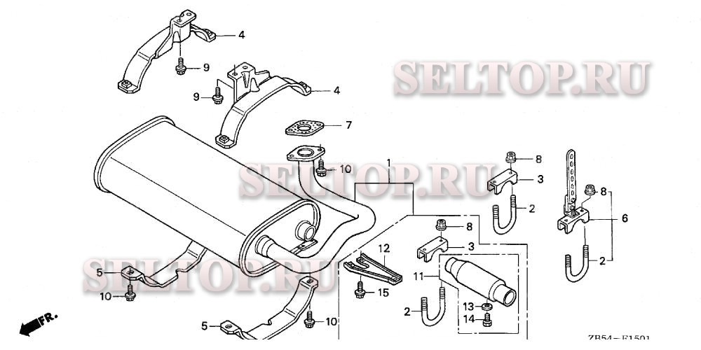 Глушитель (2) для Honda EVM40 ACR