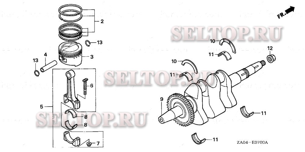 Коленвал, поршень для Honda EX5500K2 A/A