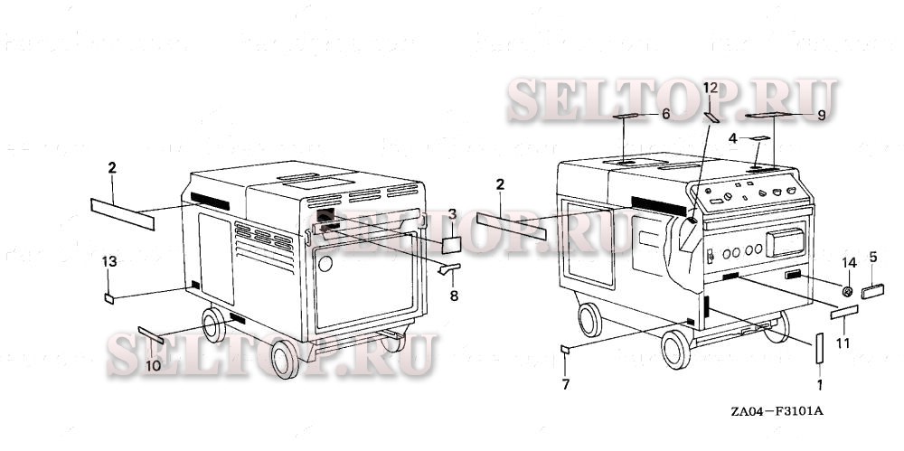 Этикетки (2) для Honda EX5500K2 A/A