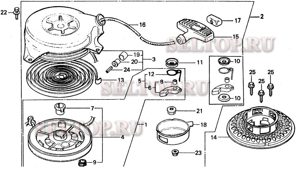 Ручной стартер для Honda HR21 PDA