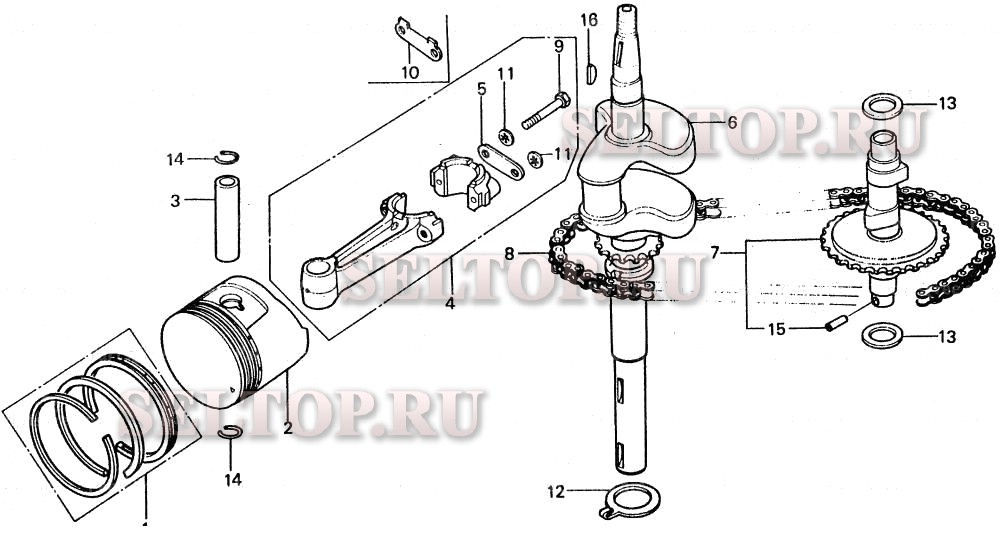 Коленвал, распредвал, поршень k для Honda HR21 PXA