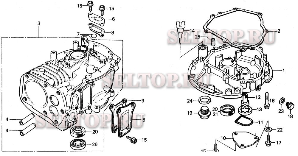 Цилиндр, масляный поддон для Honda HR21 SDA