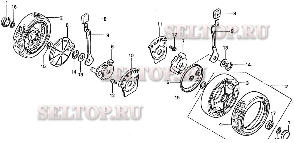 Заднее колесо (s тип), задняя панель (s тип) для Honda HR21 SDA