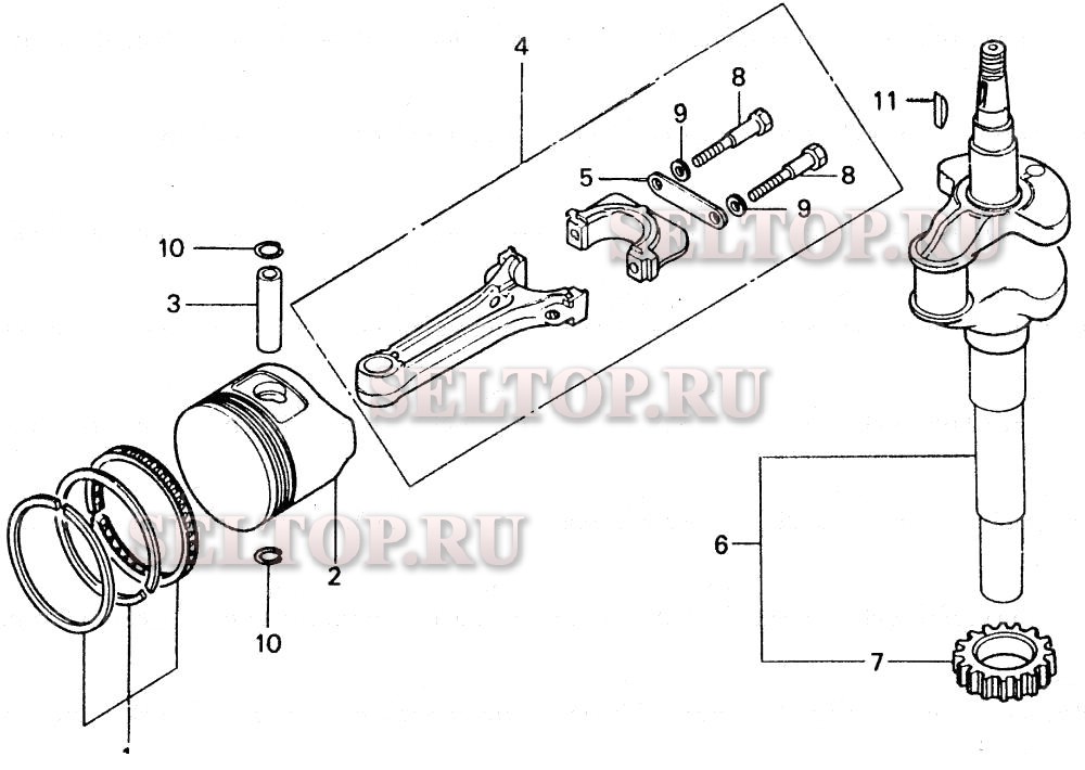 Коленвал, поршень для Honda HR21-5 SDA
