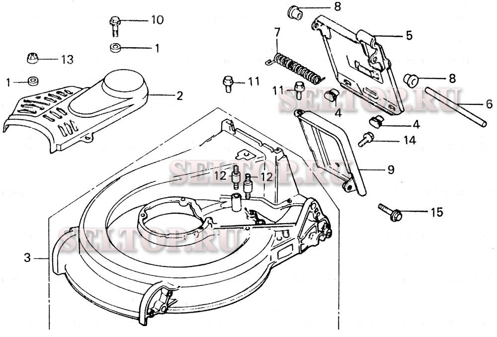 Корпус режущей части (ножей), защита выброса, крышка ремня для Honda HR21-5 SDA