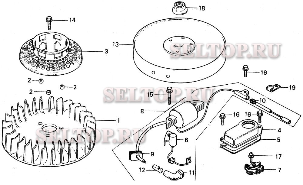 K2p, 5s маховик, прерыватель в сборе для Honda HR21-5 SDAM