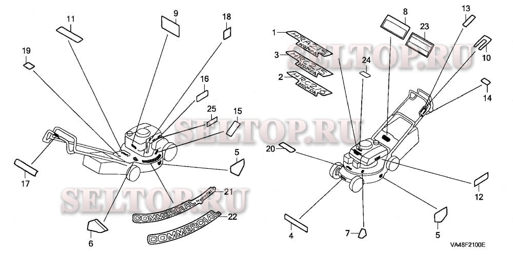 Этикетки для Honda HRA215 PDA