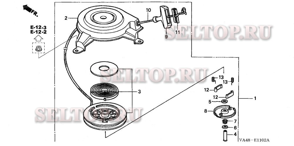 Ручной стартер (3) для Honda HRC216K1 HXA/A