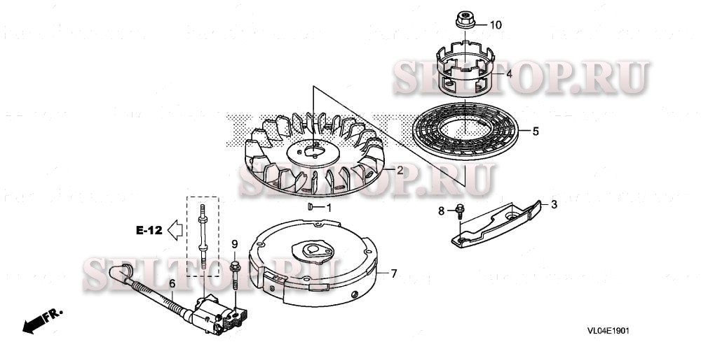 Маховик, катушка зажигания (2) (чугун) для Honda HRR216K9 VYAA