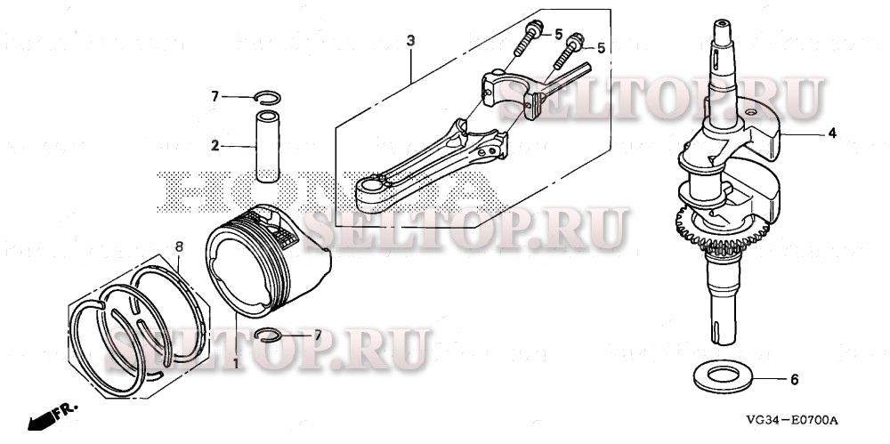 Поршень, коленвал для Honda HRS216K1 SDA