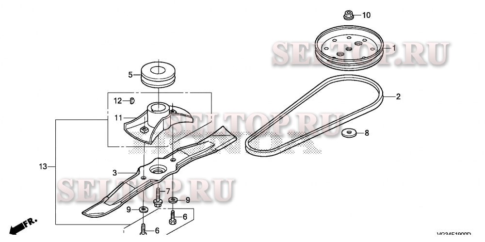 Узел режущего ножа, ведомый шкив для Honda HRS216K5 PKAA