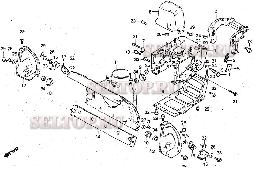 Рама двигателя, корпус шнека для Honda HS50 WA
