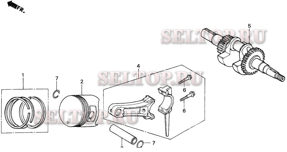 Коленвал, поршень для Honda HS624K1 TA/A