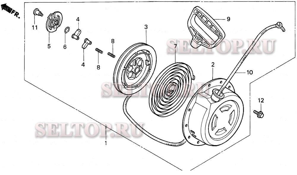 Ручной стартер (2) для Honda HS624K1 WA/B
