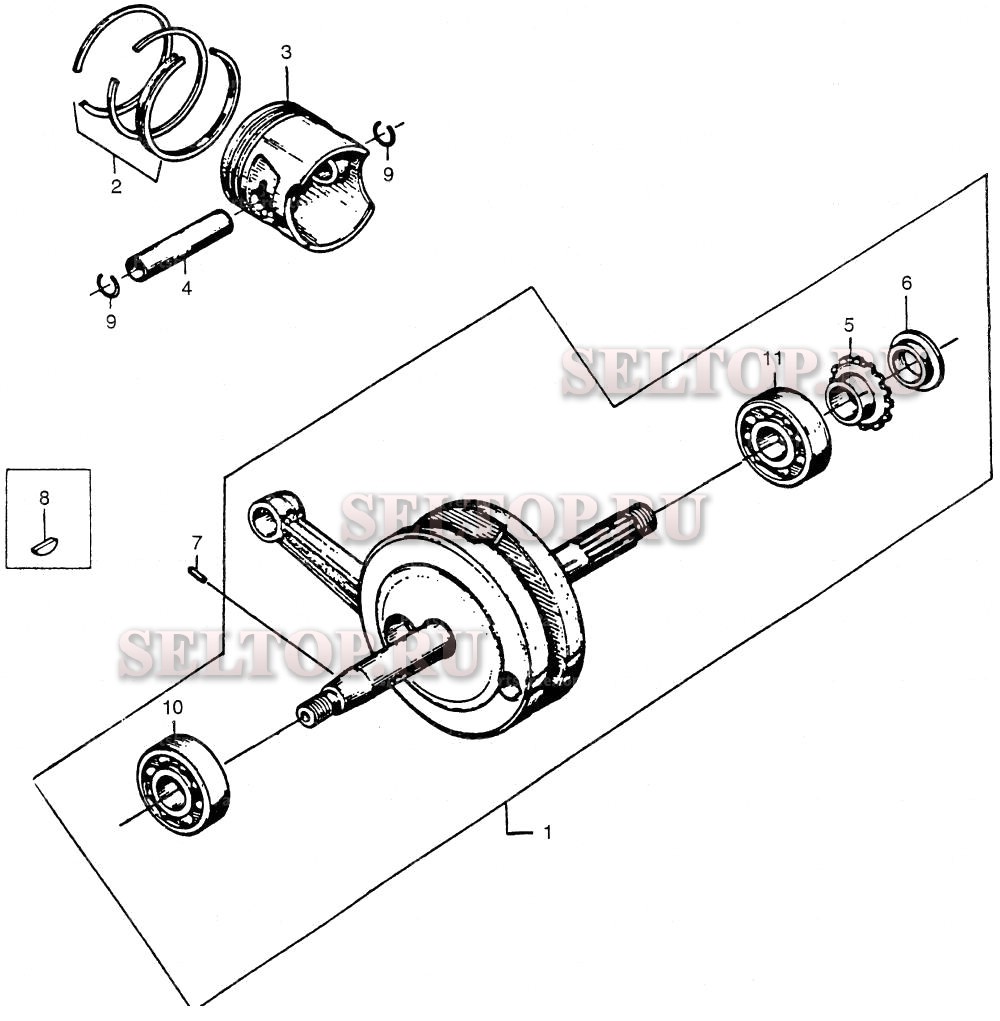 Коленвал, поршень для Honda F28 A
