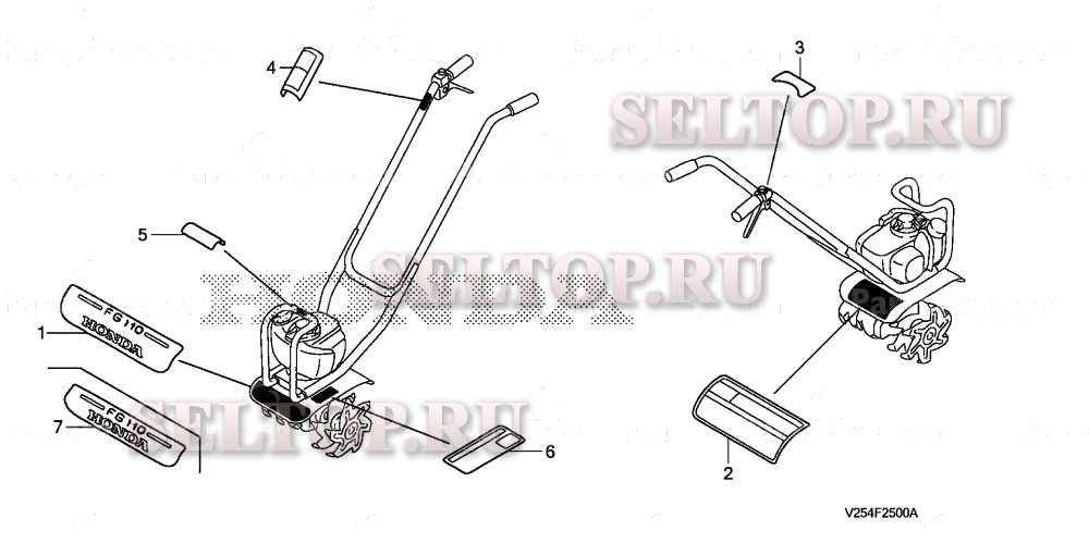 Этикетки (2) для Honda FG110K1 AT