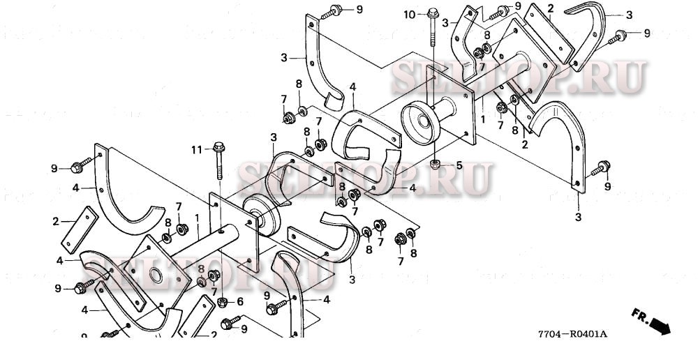 Роторный зубец (2) для Honda FR600 AC/D
