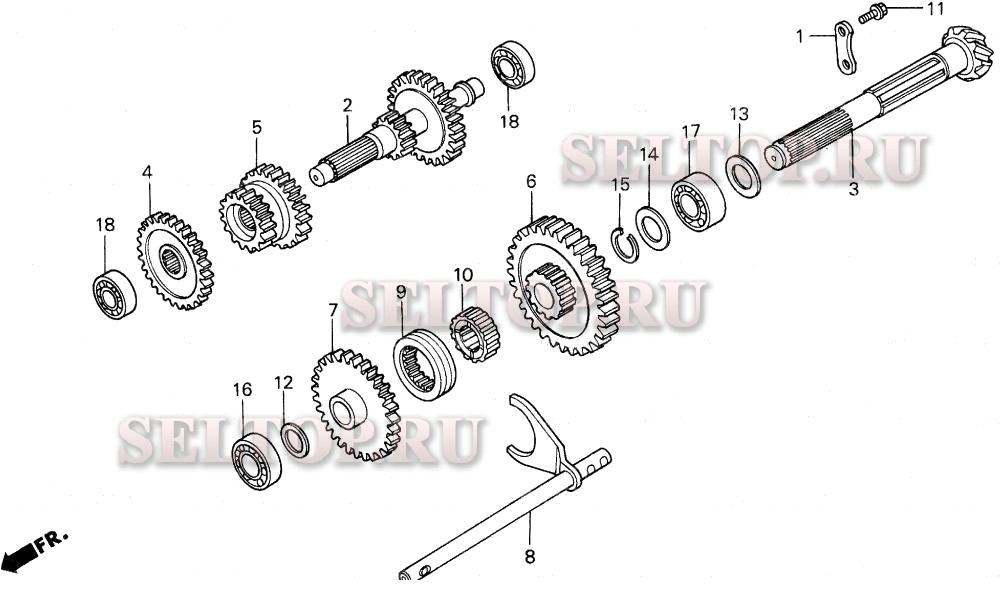2wd нижний промежуточный вал для Honda H5518 AC2/B