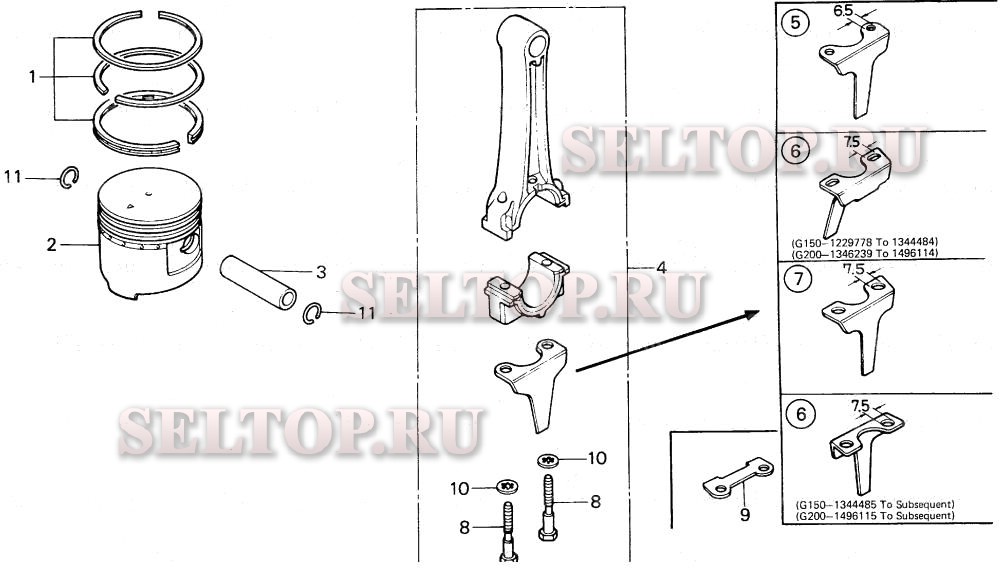 Поршень, шатун для Honda WA20K1 C