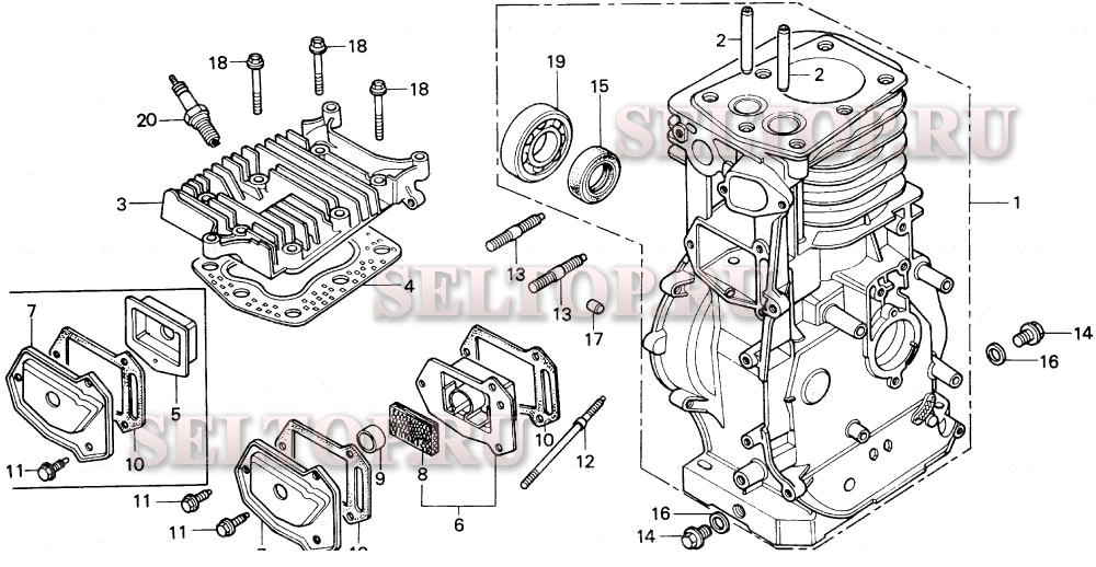 Головка цилиндра, цилиндр для Honda WA20K1 D