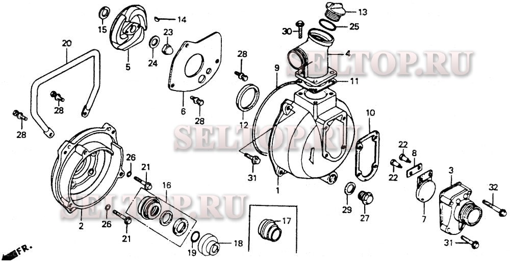 Wa20x картер, крыльчатка для Honda WA20X C
