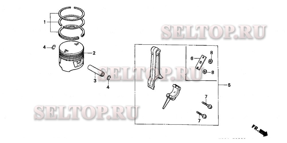 Поршень, шатун для Honda WB15 C/A
