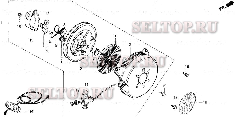 Ручной стартер для Honda WB20T DRA