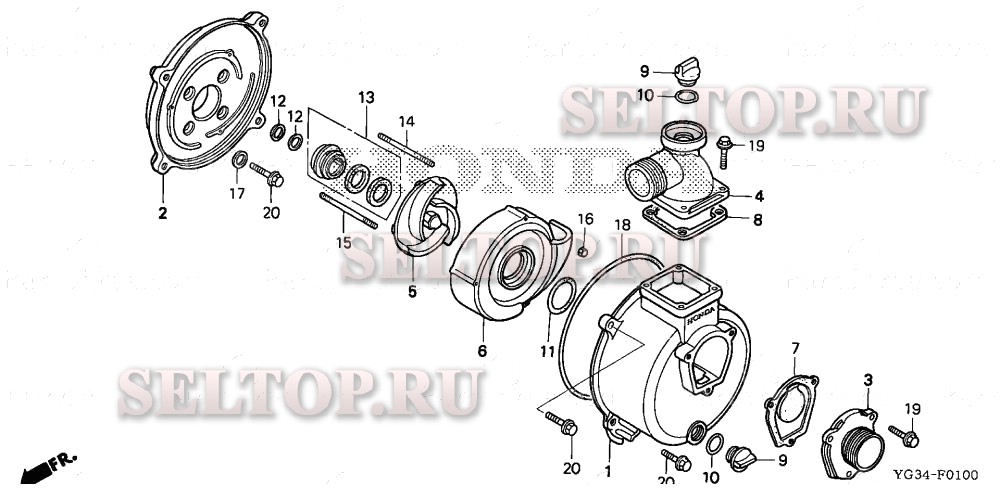 Картер, крыльчатка (wb20xk2/xt2) для Honda WB20XK2 A