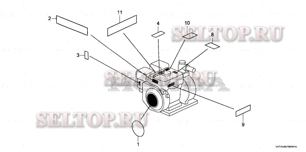 Этикетки (1) для Honda WB20XK2 A