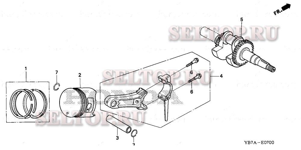 Коленвал, поршень для Honda WH15XK1 AC1