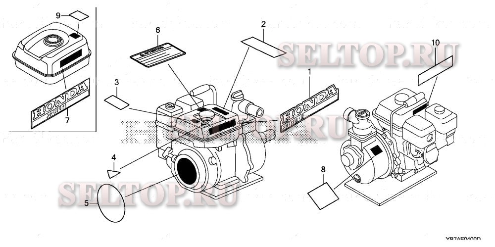 Этикетки (2) для Honda WH15XK1 AC1