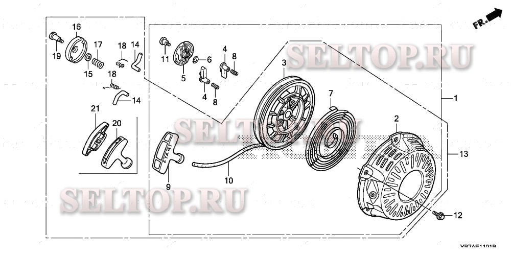 Ручной стартер (wh15xk1/15xk2/20xk1/20xk2) для Honda WH15XK1 AC1