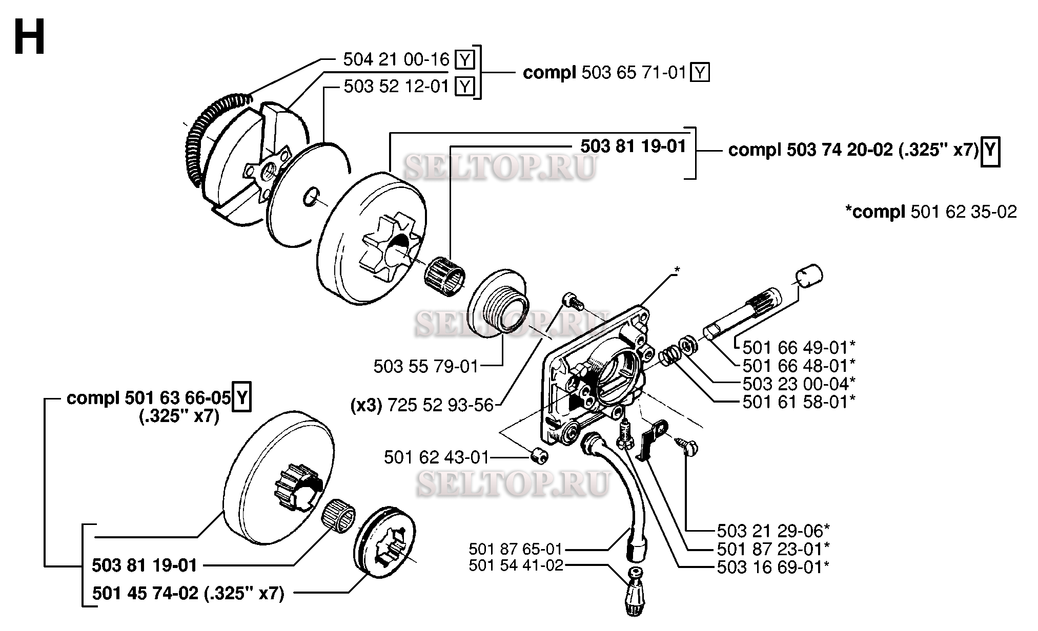 Сцепление, масляный насос для бензопилы Husqvarna 246 (с 1998-06)