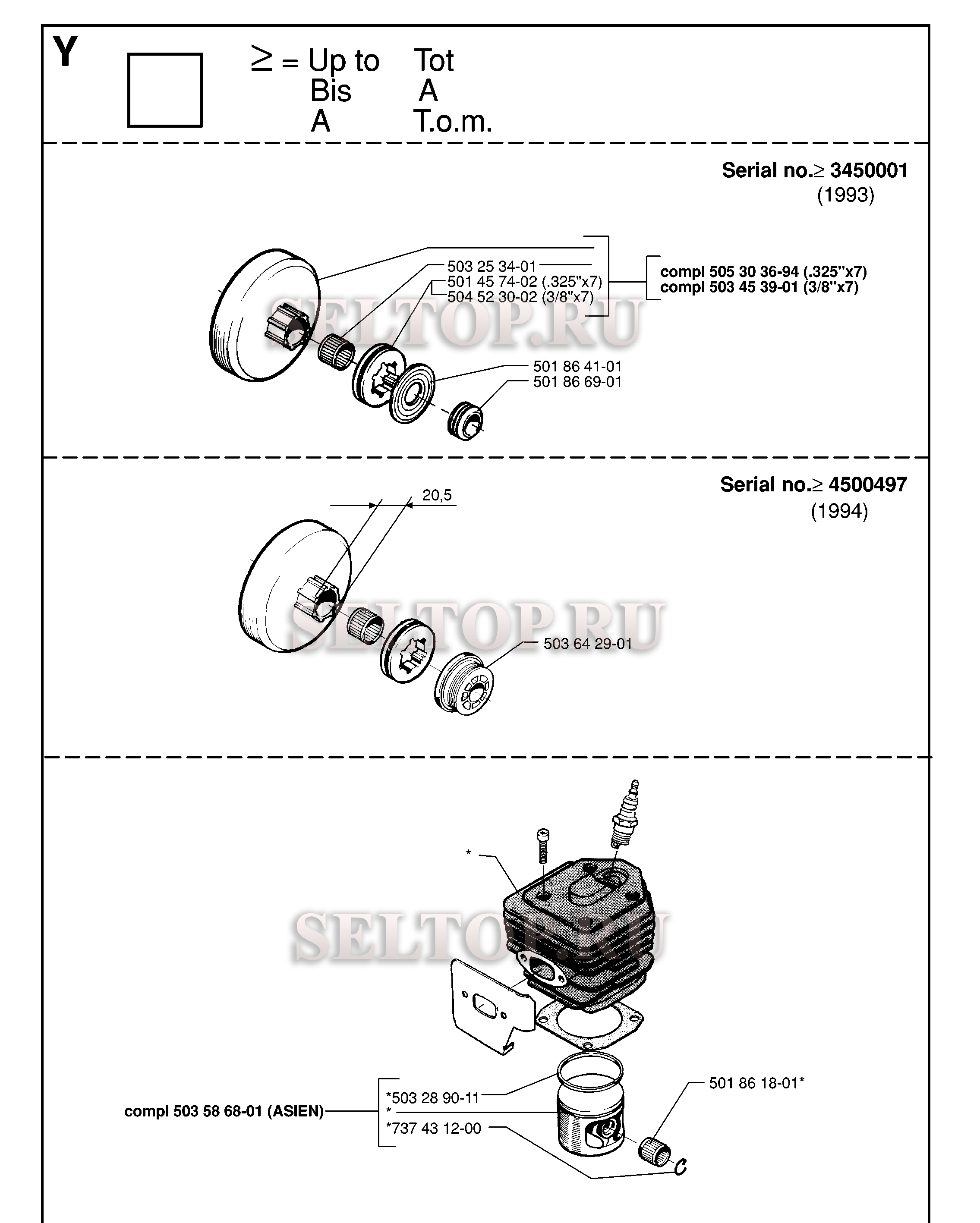 Комплект улучшения для бензопилы Husqvarna 254 (с 1996-01)