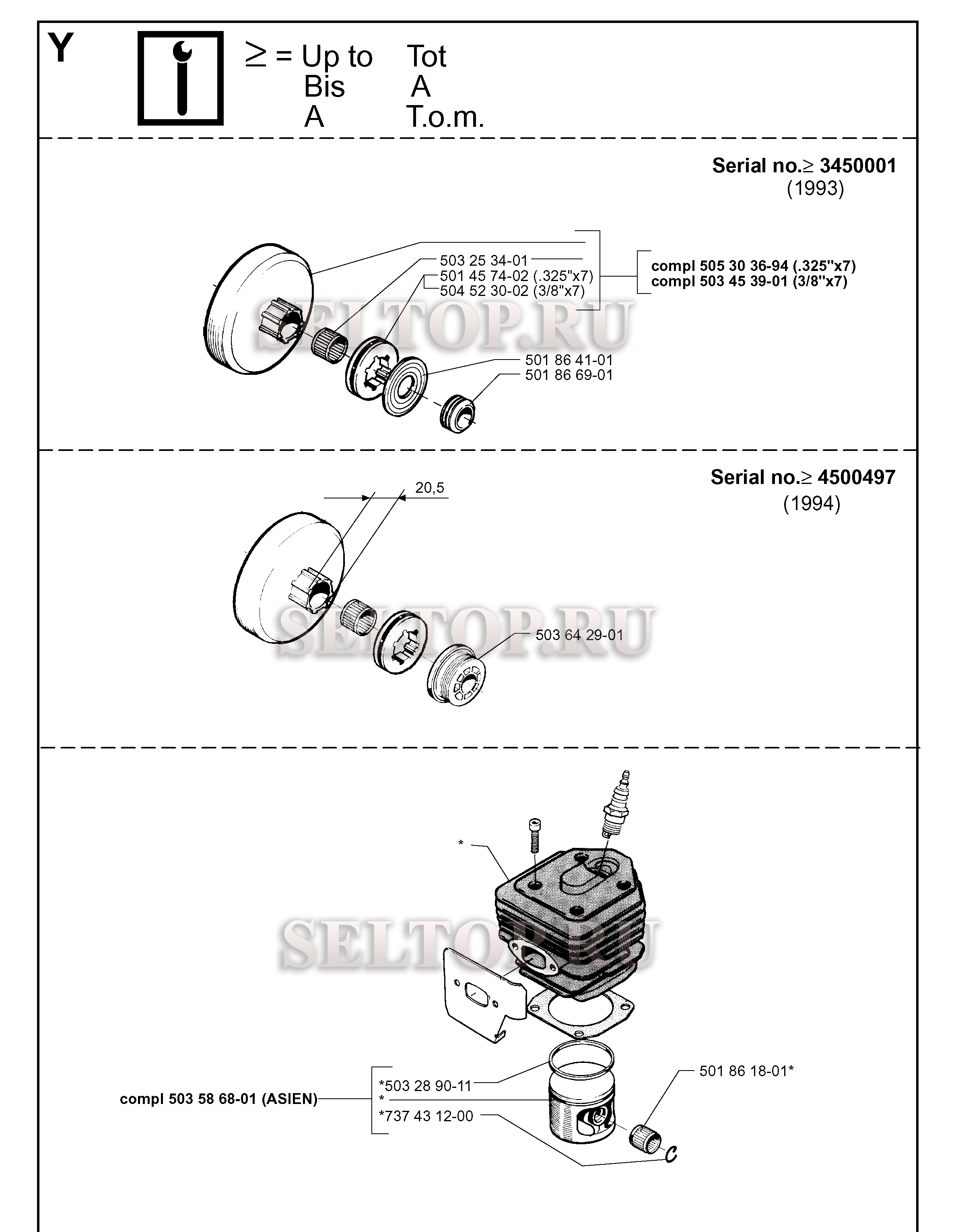Комплект улучшения для бензопилы Husqvarna 254 (с 1998-03)