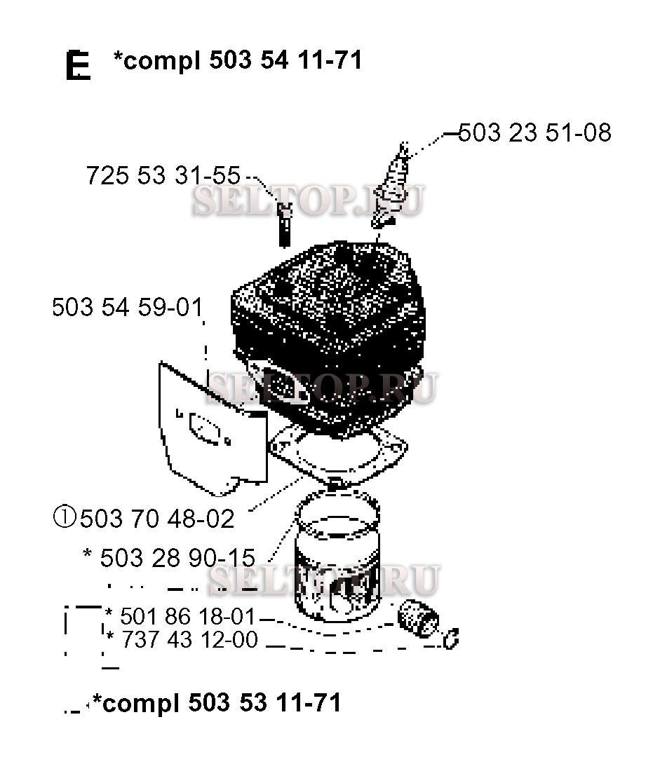 Поршень, цилиндр для бензопилы Husqvarna 262 XPH (с 1993-12)