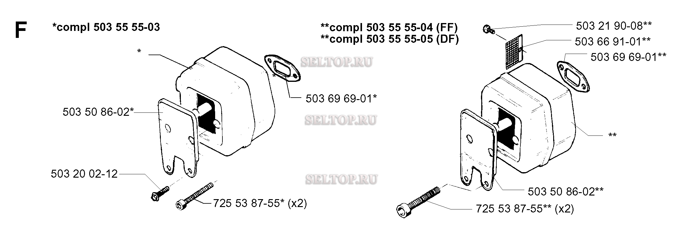 Глушитель для бензопилы Husqvarna 262 XP (с 1998-04)