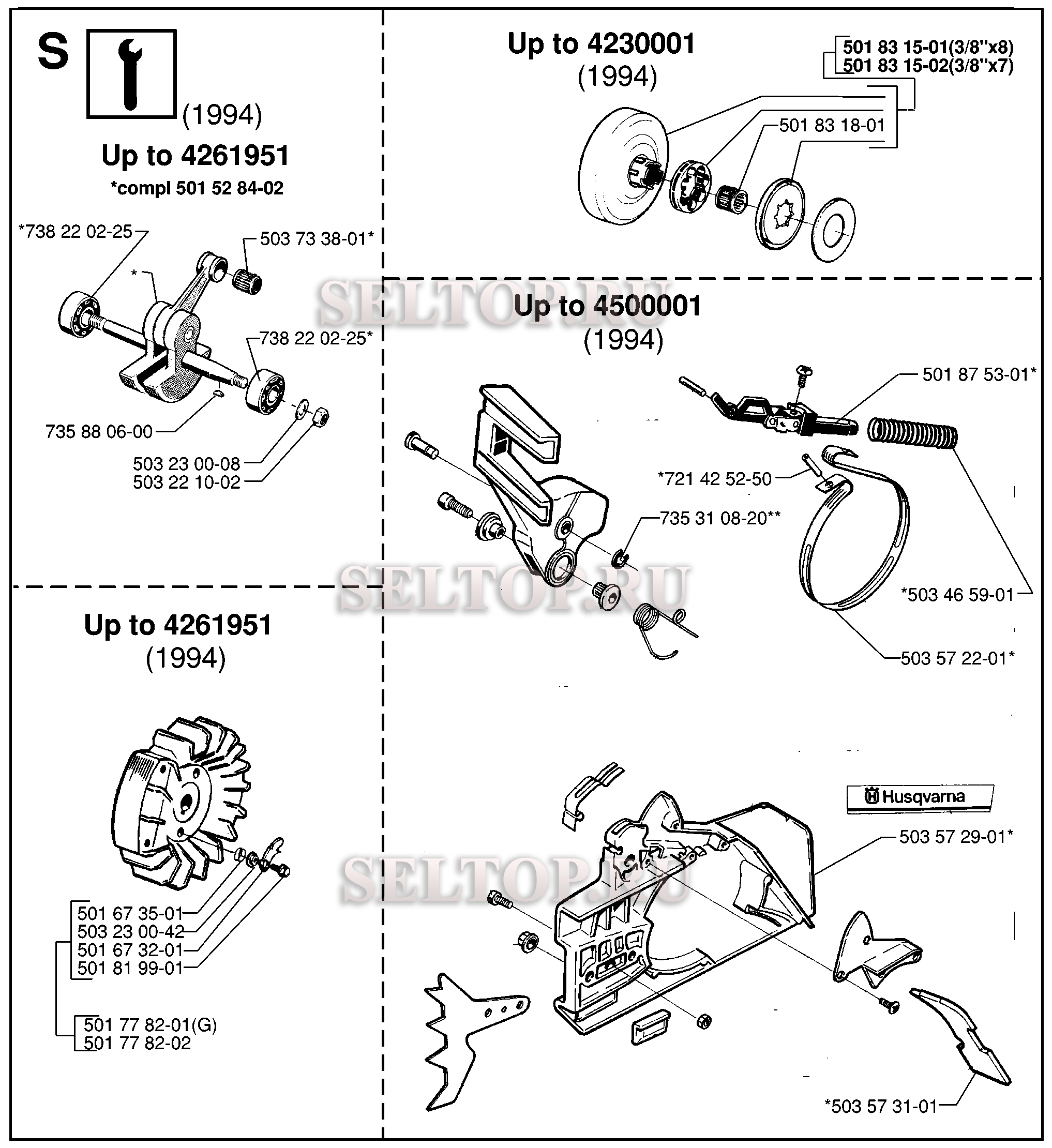 Комплект улучшения для бензопилы Husqvarna 268 (с 1997-01)
