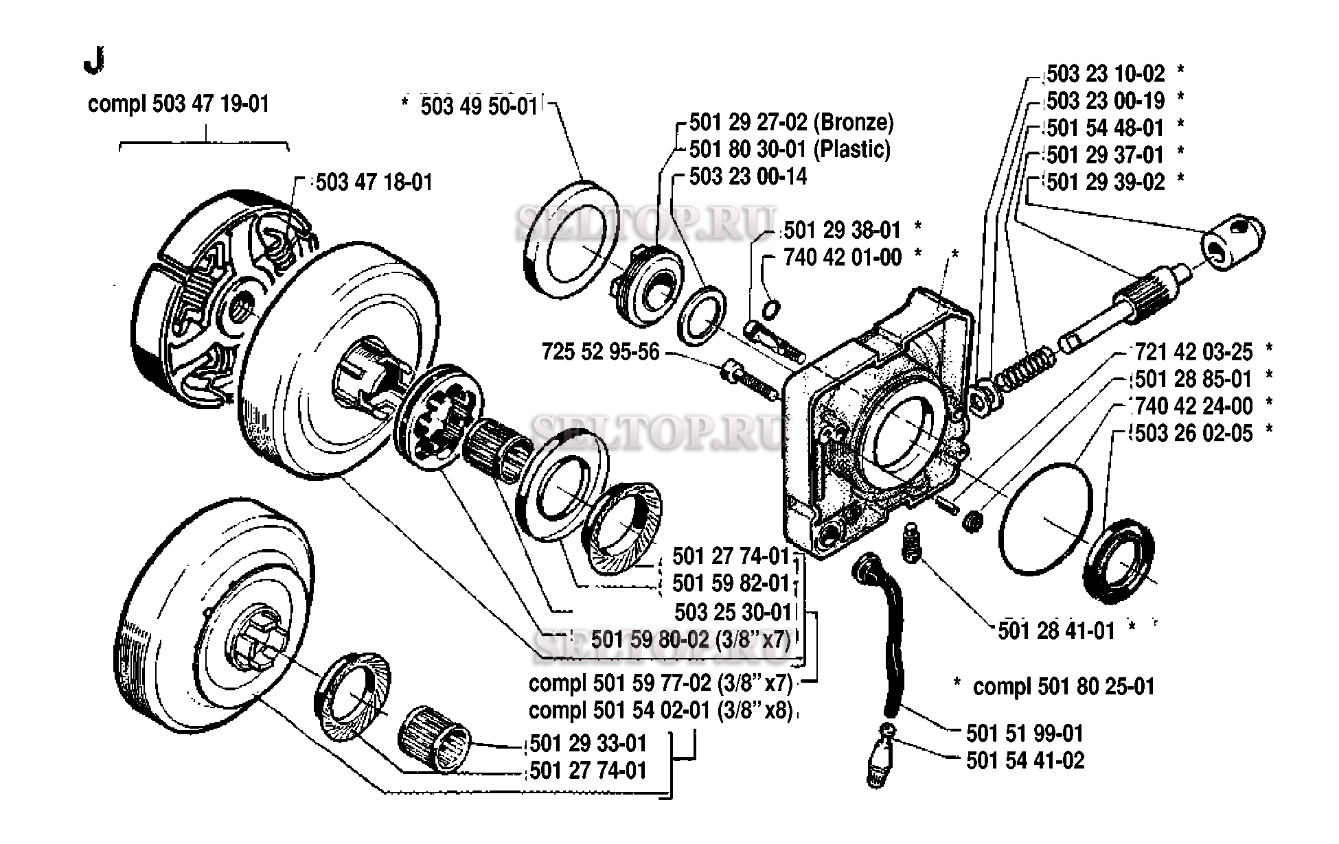 Сцепление, масляный насос для бензопилы Husqvarna 281 (с 1991-04)
