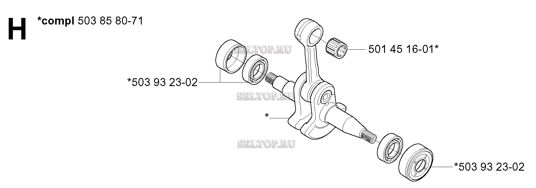 Коленвал для бензопилы Husqvarna 345 E (с 2005-05)