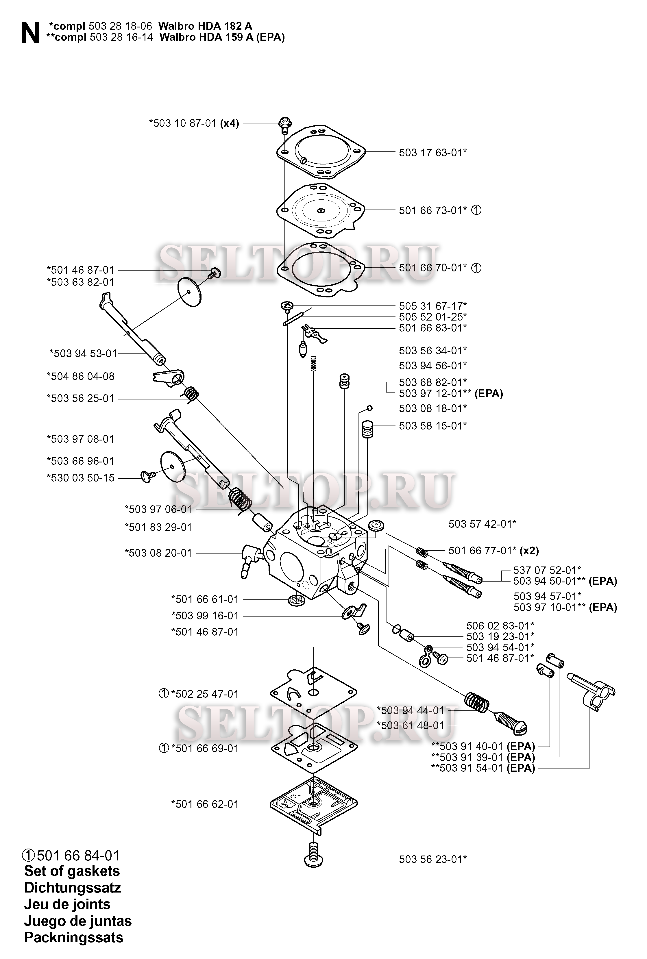 Запчасти карбюратора для бензопилы Husqvarna 346 XP (с 2001-06)