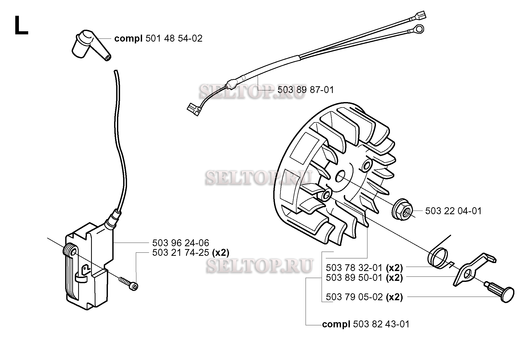 Зажигание для бензопилы Husqvarna 350 EPA (с 2001-09)