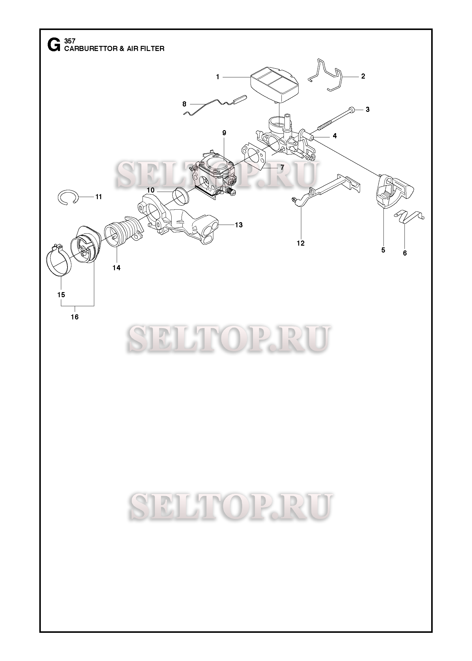 Карбюратор, воздушный фильтр для бензопилы Husqvarna 357 XP (с 2011-05)