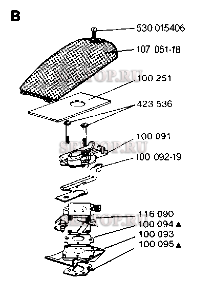 Карбюратор, воздушный фильтр для бензопилы Husqvarna 35 (с 1990-01)