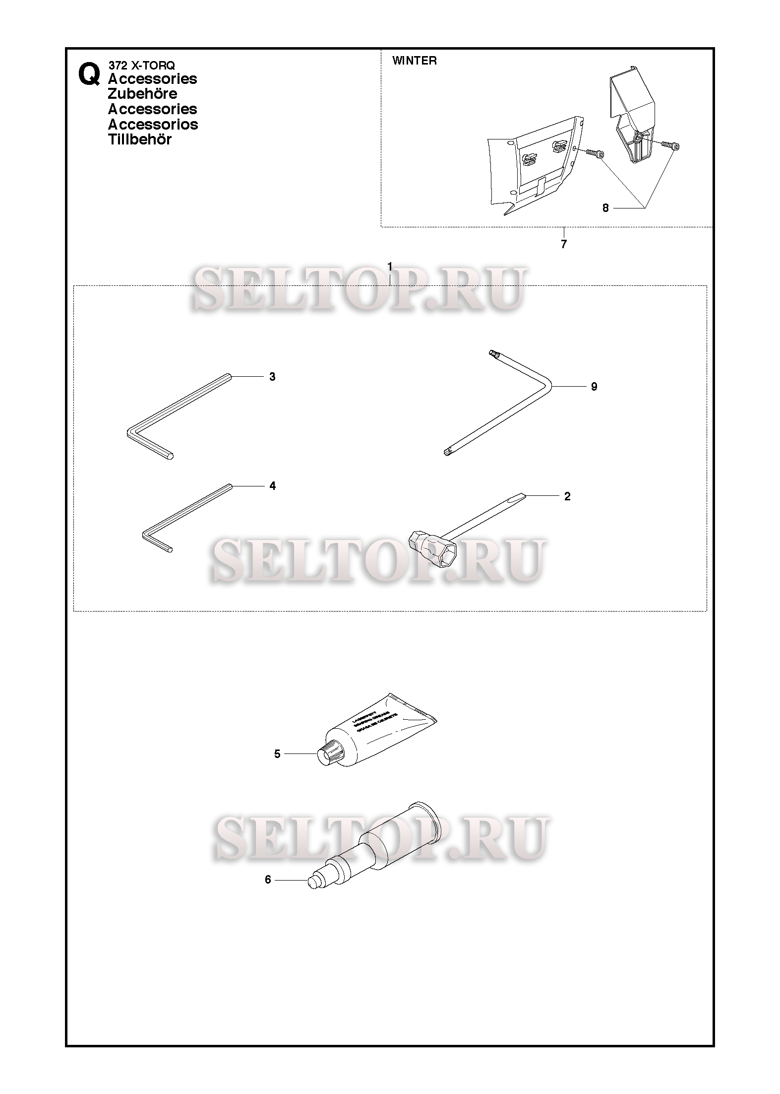 Аксессуары для бензопилы Husqvarna 372 XP X-TORQ (с 2017-06)